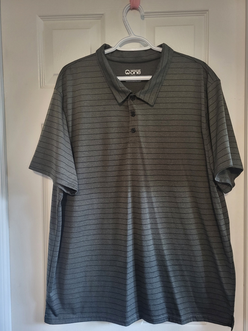 Warehouse Men's Charcoal Gray Striped Polo